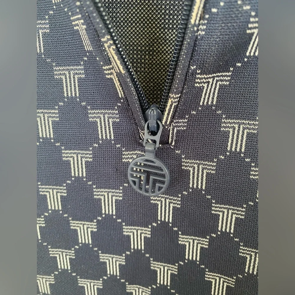 Tory Sport Tory Burch Navy and Gray Patterned Dress